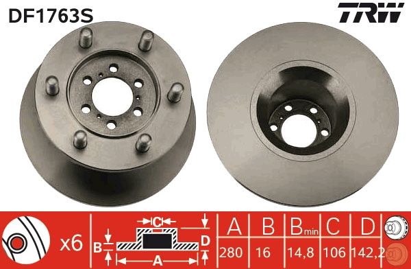 DF1763S TRW Disco freno 