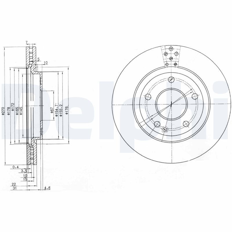 BG3709 DELPHI Disco freno 
