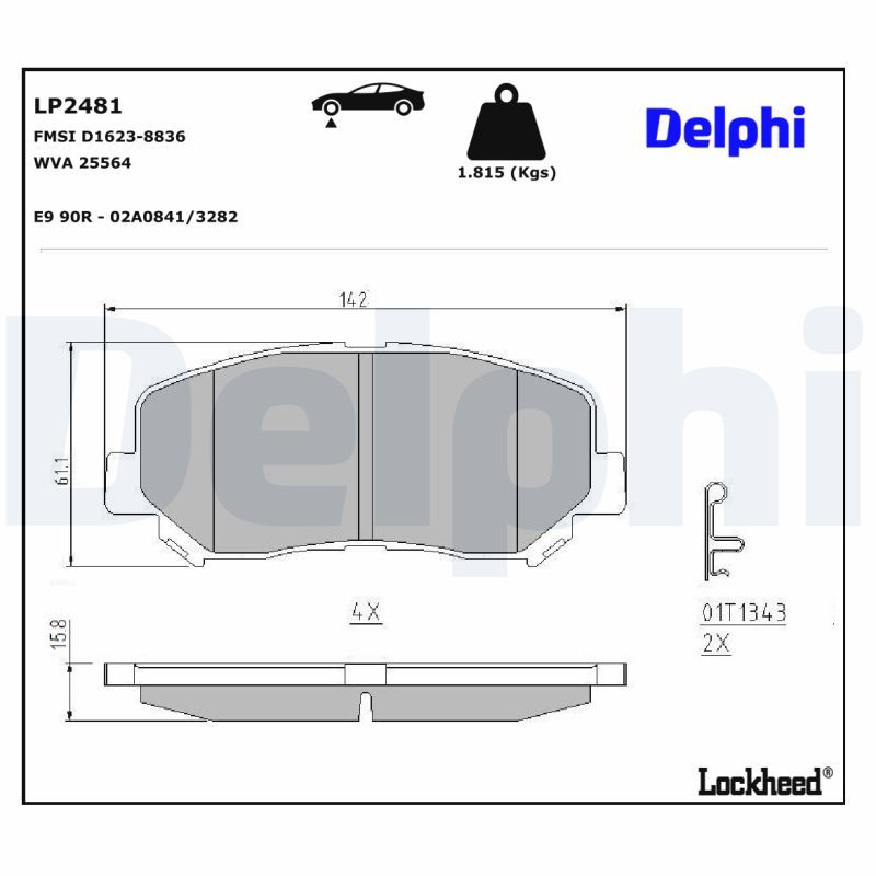 LP2481 DELPHI Kit pastiglie freno, Freno a disco 