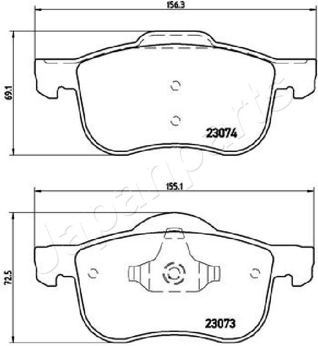 PA-0332AF JAPANPARTS Kit pastiglie freno, Freno a disco 