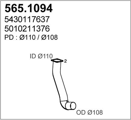 565.1094 ASSO Tubo gas scarico 
