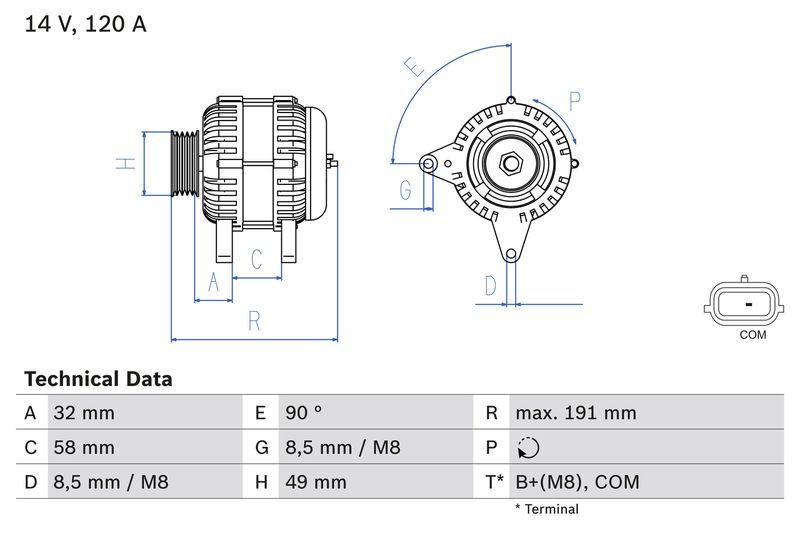 0986084000 BOSCH Alternatore 