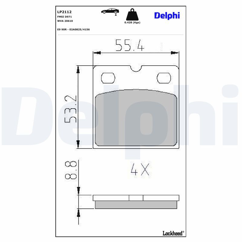 LP2112 DELPHI Kit pastiglie freno, Freno di stazionamento a disco 