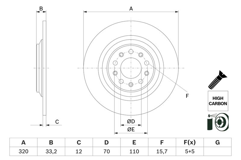 0986479G74 BOSCH Disco freno 