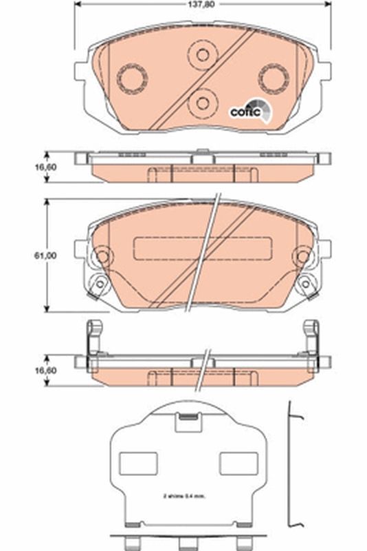 GDB3461 TRW Kit pastiglie freno, Freno a disco 