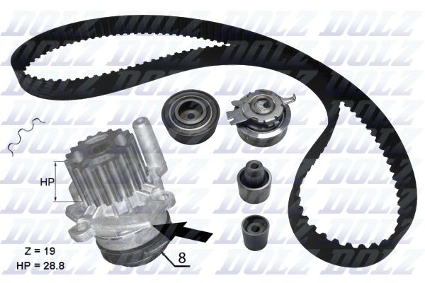KD100 DOLZ Pompa acqua + Kit cinghie dentate 