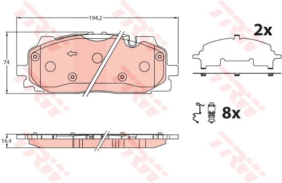 GDB2190 TRW Kit pastiglie freno, Freno a disco 