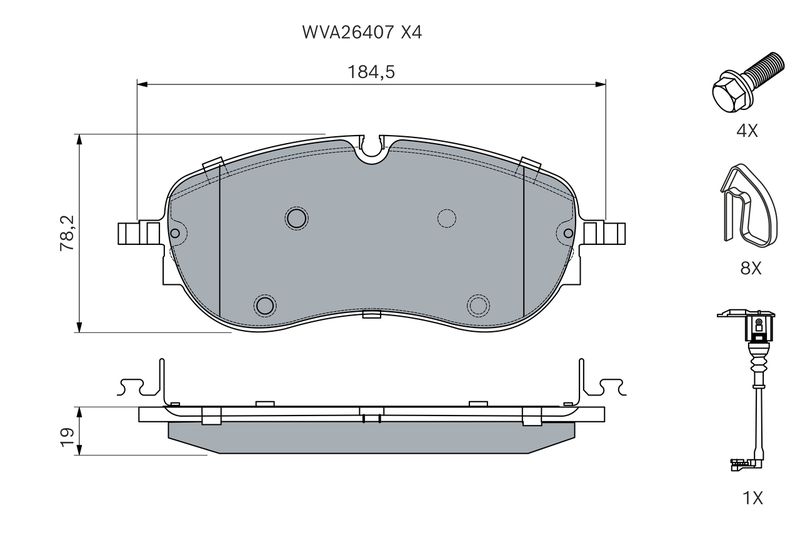0986460281 BOSCH Kit pastiglie freno, Freno a disco 