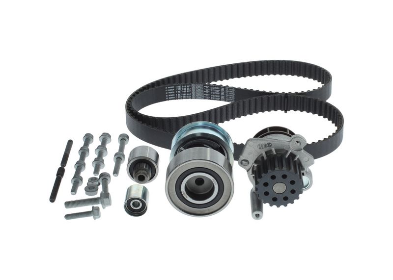 1987945328 BOSCH Pompa acqua + Kit cinghie dentate 
