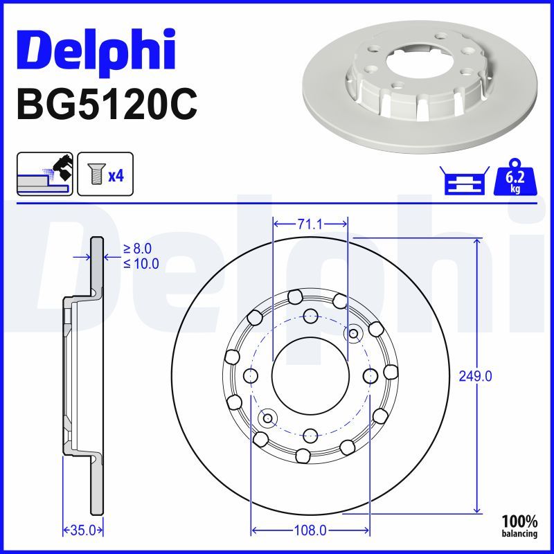 BG5120C DELPHI Disco freno 