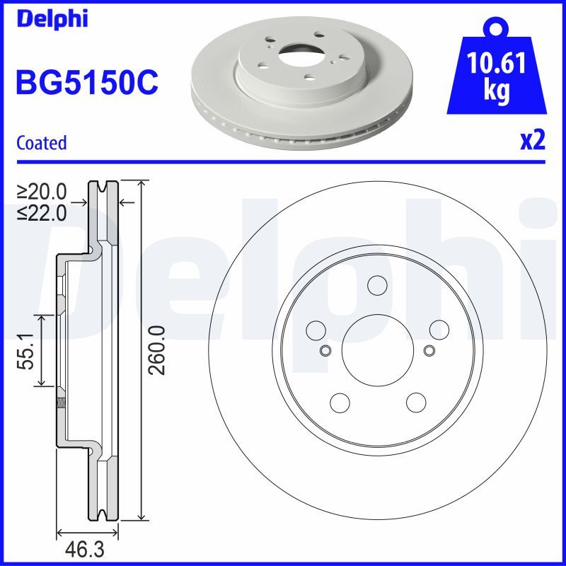 BG5150C DELPHI Disco freno 