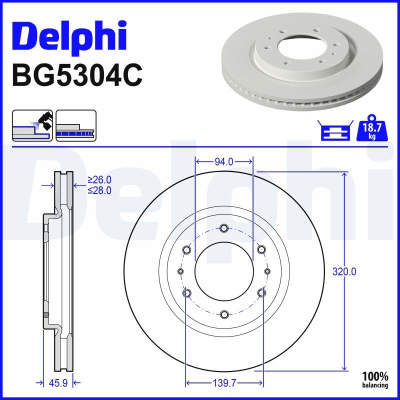 BG5304C DELPHI Disco freno 