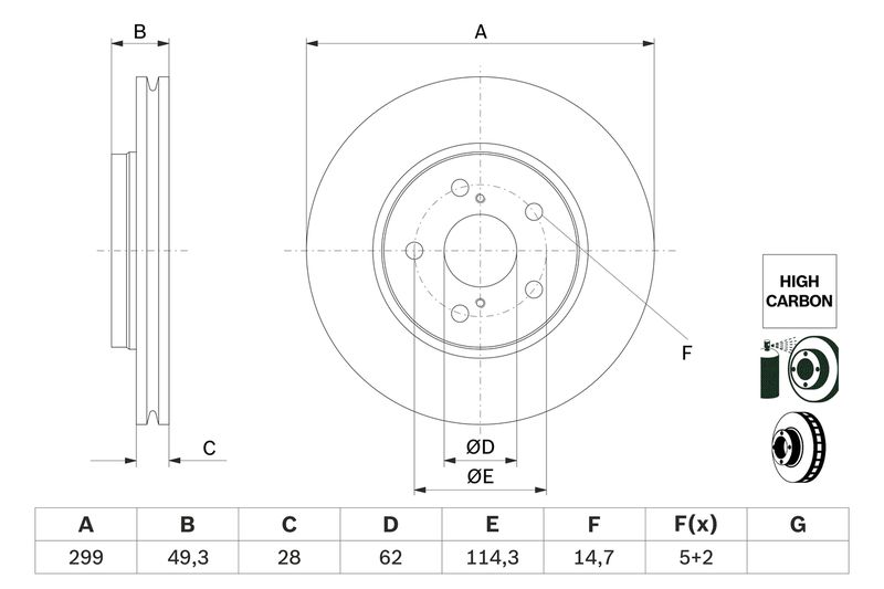 0986479F49 BOSCH Disco freno 