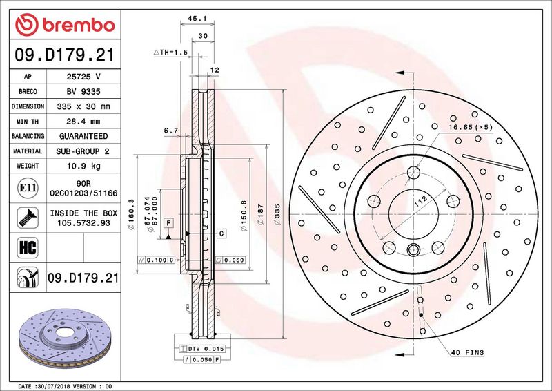 09.D179.21 BREMBO Disco freno 