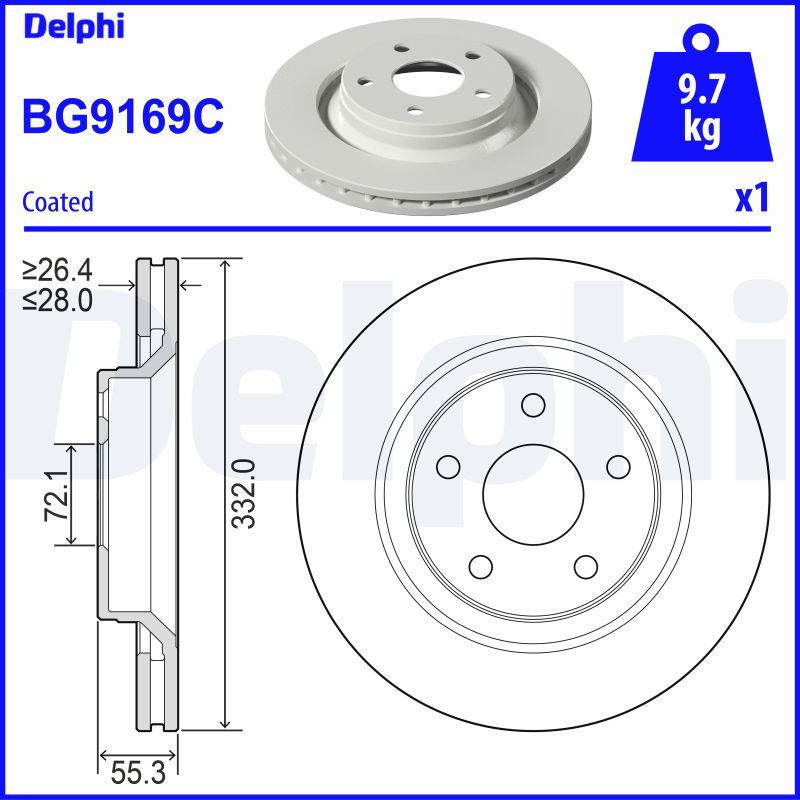 BG9169C DELPHI Disco freno 