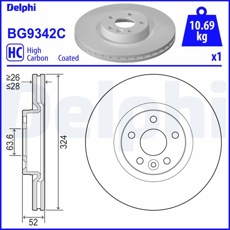 BG9342C DELPHI Disco freno 