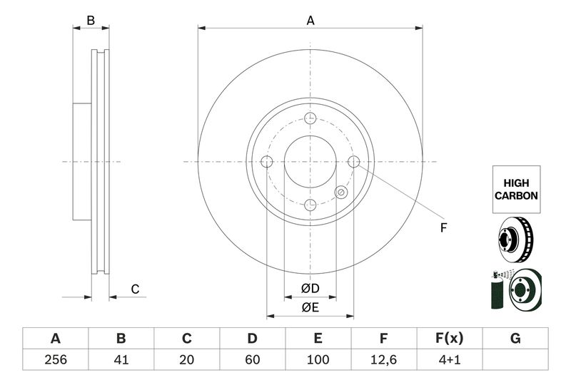 0986479G83 BOSCH Disco freno 