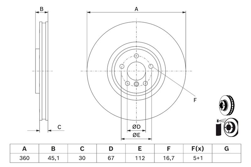 0986479J06 BOSCH Disco freno 