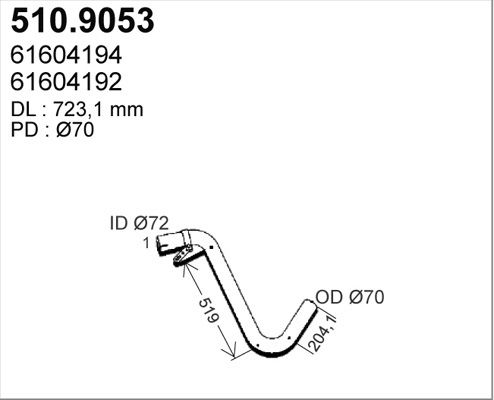 510.9053 ASSO Tubo gas scarico 