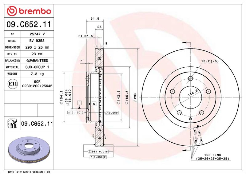 09.C652.11 BREMBO Disco freno 