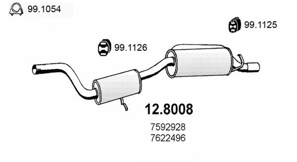 12.8008 ASSO Silenziatore centrale / posteriore 