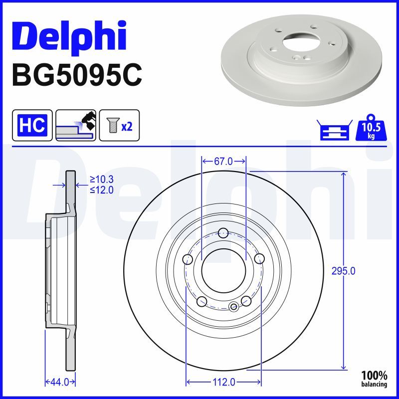 BG5095C DELPHI Disco freno 
