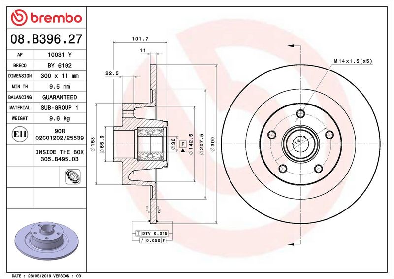 08.B396.27 BREMBO Disco freno 