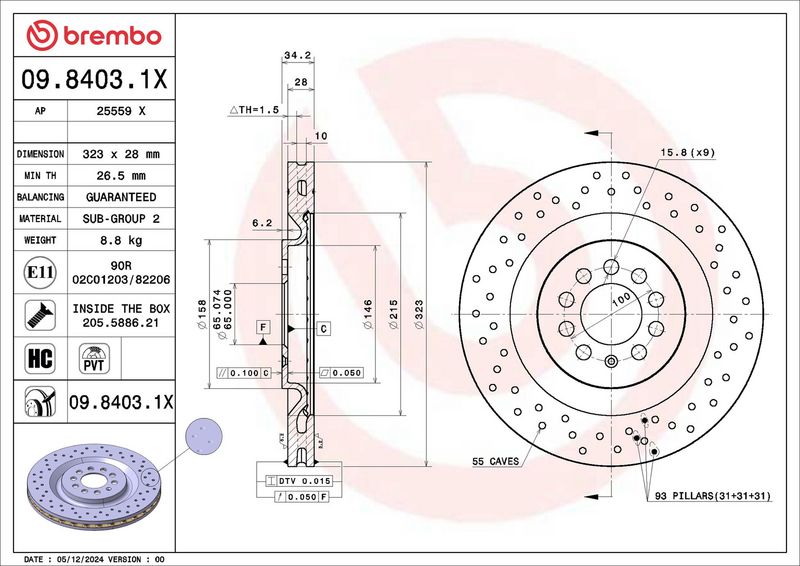 09.8403.1X BREMBO Disco freno 