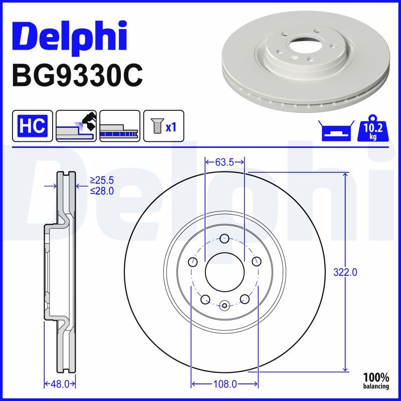 BG9330C DELPHI Disco freno 