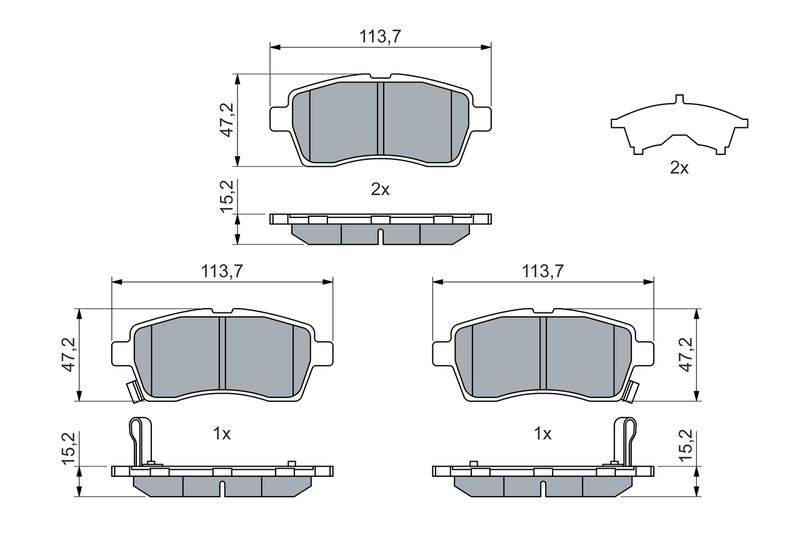 0986460075 BOSCH Kit pastiglie freno, Freno a disco 