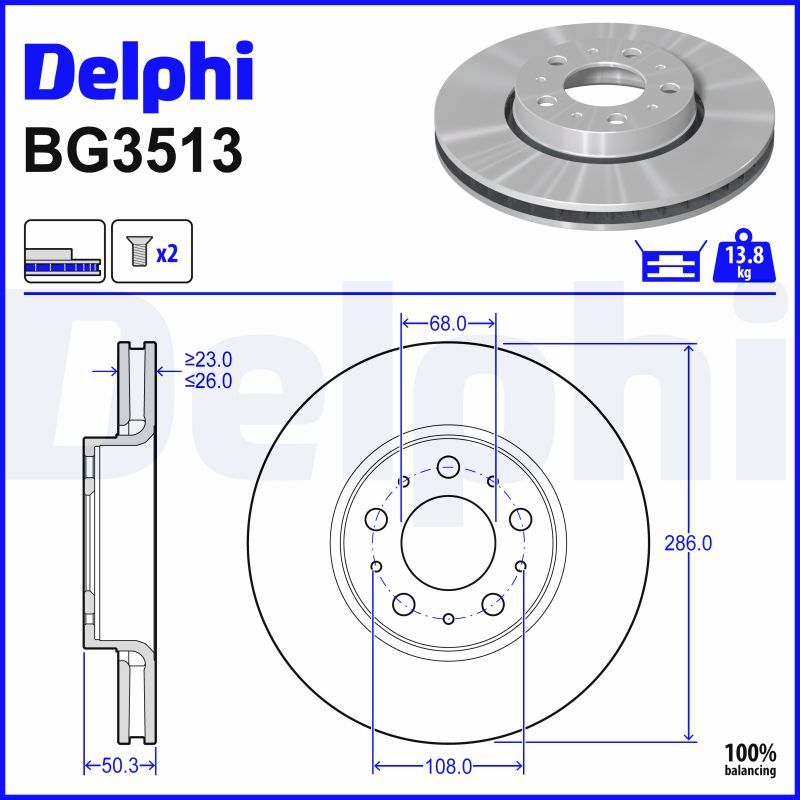 BG3513 DELPHI Disco freno 