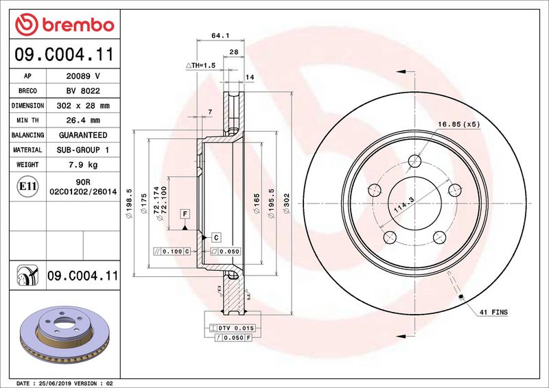 09.C004.11 BREMBO Disco freno 