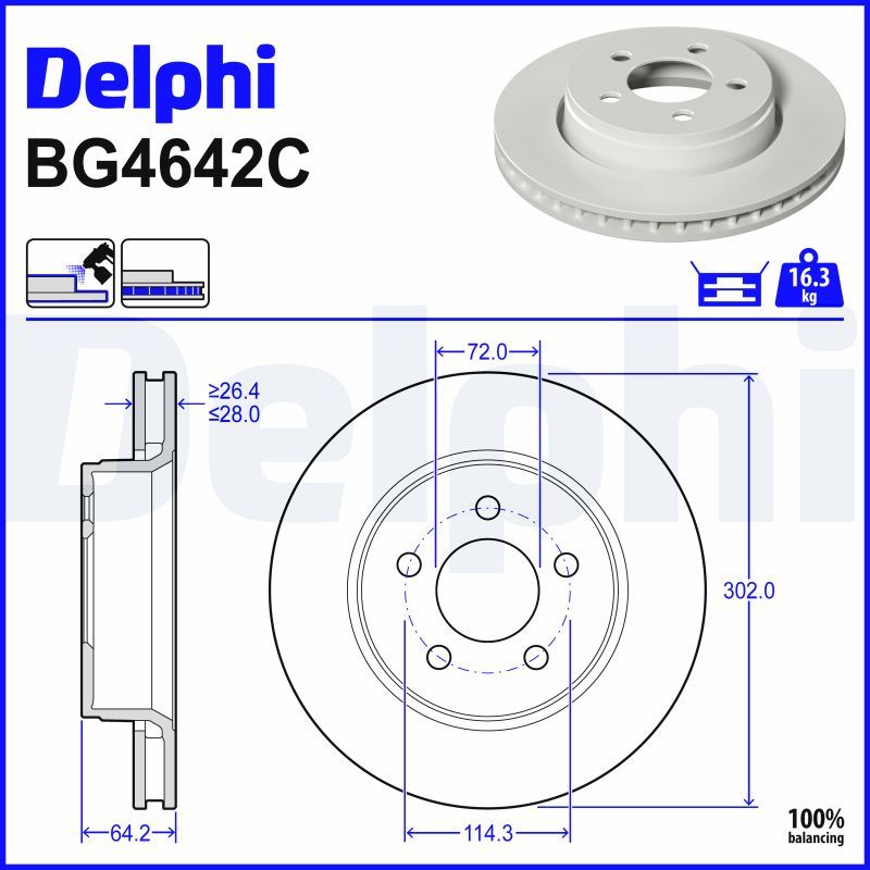 BG4642C DELPHI Disco freno 