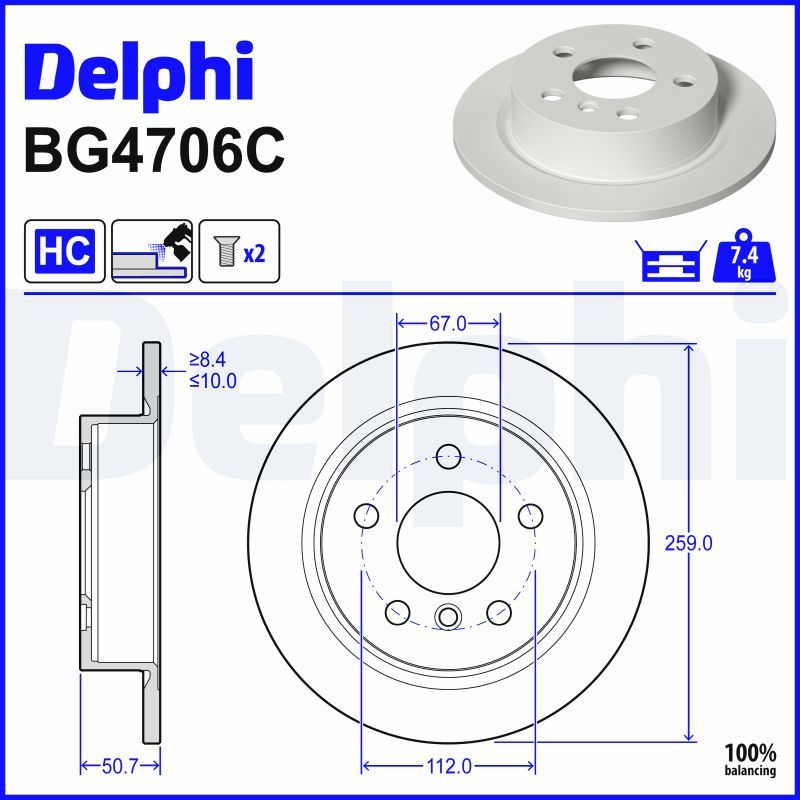 BG4706C DELPHI Disco freno 