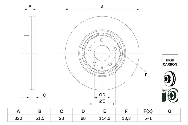 0986479H02 BOSCH Disco freno 