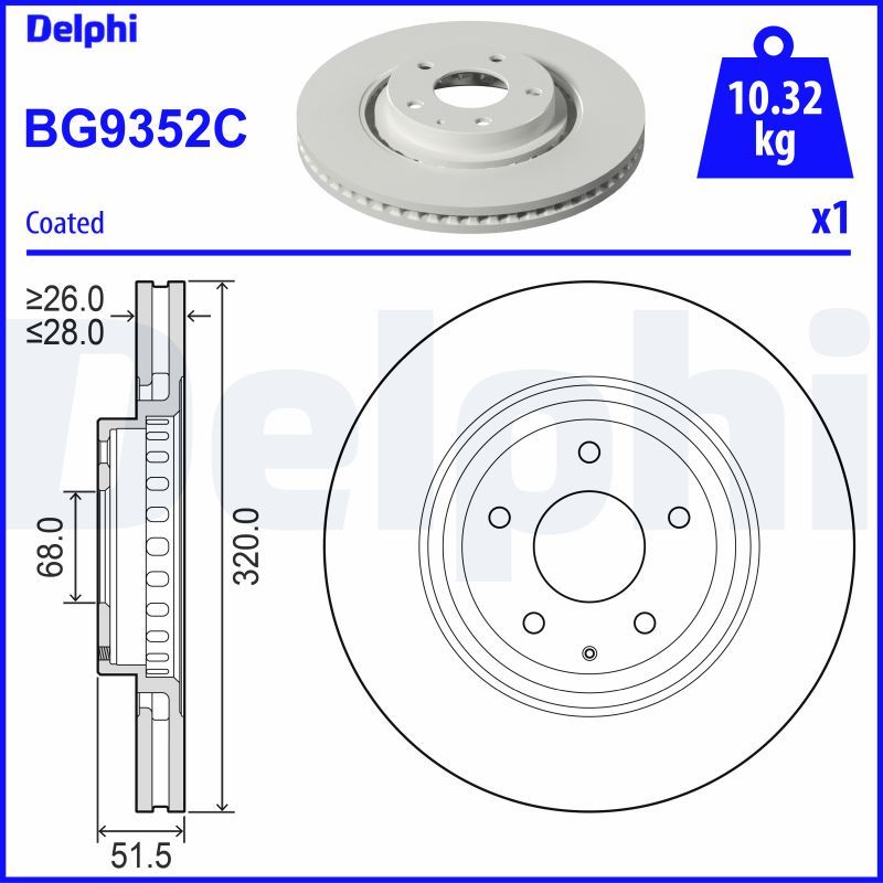 BG9352C DELPHI Disco freno 