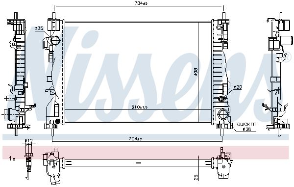 60062 NISSENS Radiatore, Raffreddamento motore 