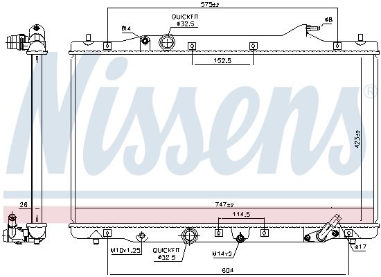 606216 NISSENS Radiatore, Raffreddamento motore 