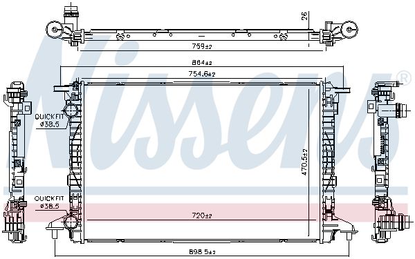 606573 NISSENS Radiatore, Raffreddamento motore 