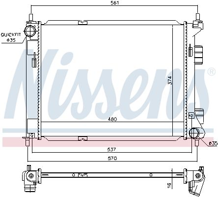 67605 NISSENS Radiatore, Raffreddamento motore 