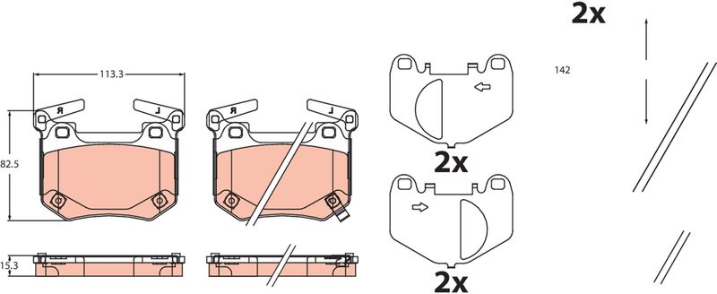 GDB2520 TRW Kit pastiglie freno, Freno a disco 