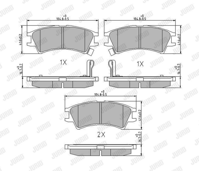 572401J JURID Kit pastiglie freno, Freno a disco 
