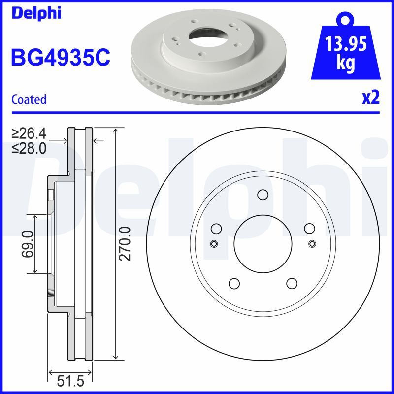 BG4935C DELPHI Disco freno 