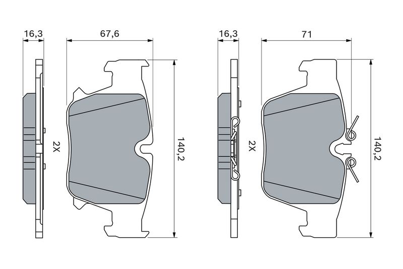 0986460475 BOSCH Kit pastiglie freno, Freno a disco 