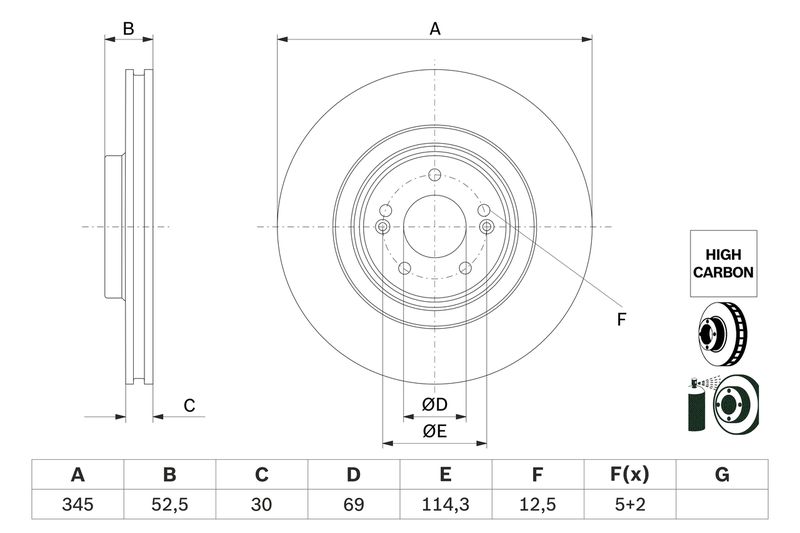 0986479G26 BOSCH Disco freno 