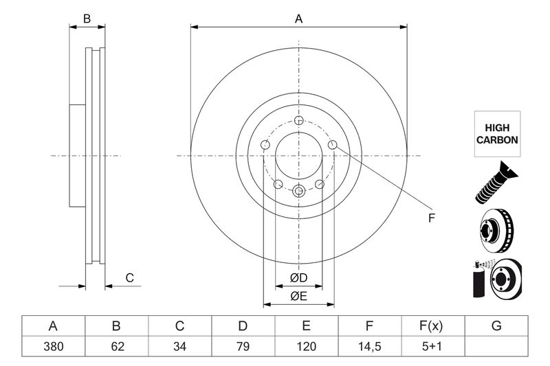 0986479K06 BOSCH Disco freno 