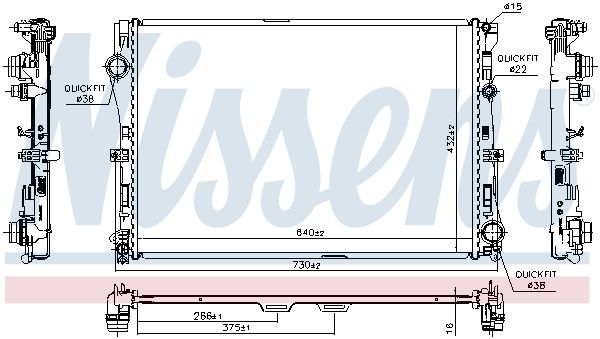 627029 NISSENS Radiatore, Raffreddamento motore 