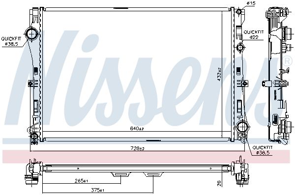 627033 NISSENS Radiatore, Raffreddamento motore 