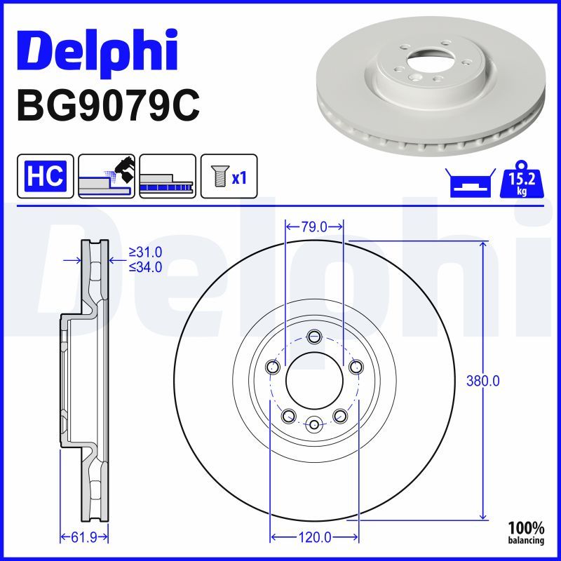BG9079C DELPHI Disco freno 
