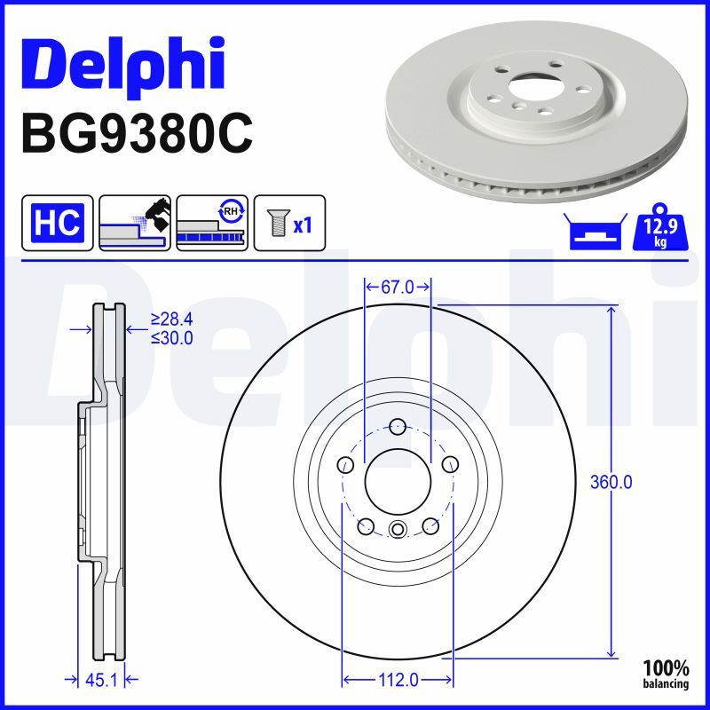BG9380C DELPHI Disco freno 